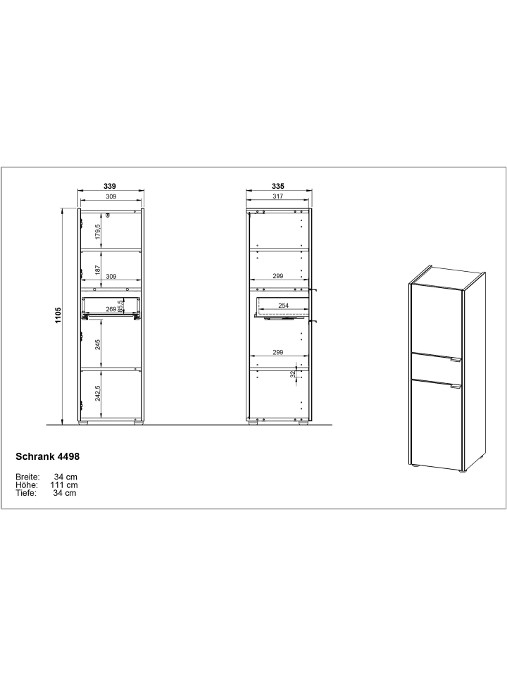 KADIMA DESIGN Schrank mit Schublade, 34x34x111 cm, leise Schließtechnik in Weiß-Beige günstig kaufen onesize