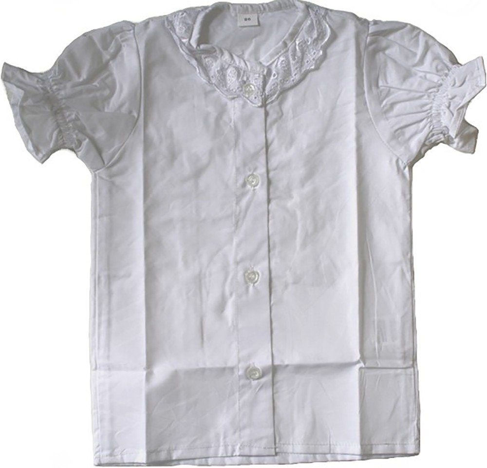 German Wear Trachtenbluse GW1705-100 Kinder Dirndlbluse Trachtenbluse Trachtenmode Weiß