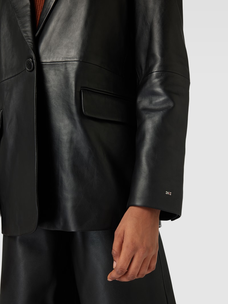 Blazer in Leder-Optik in schwarz