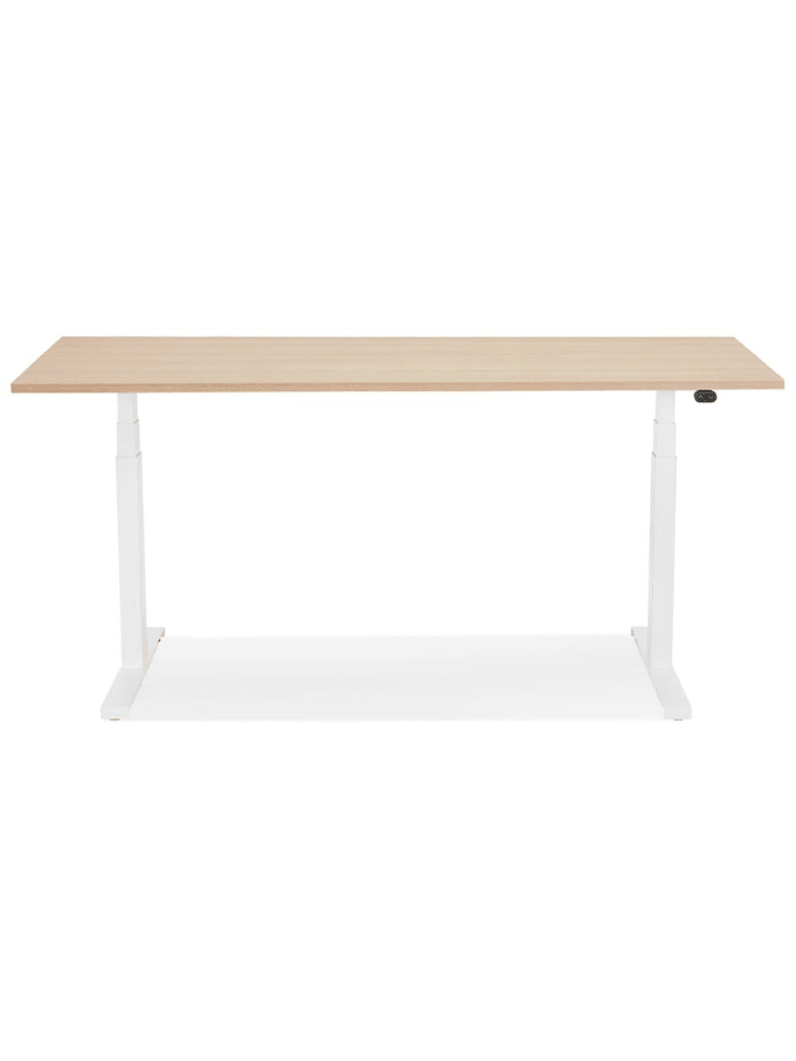 KADIMA DESIGN Schreibtisch 140x70 cm elektrisch höhenverstellbar ergonomisch in Beige-Weiß günstig kaufen