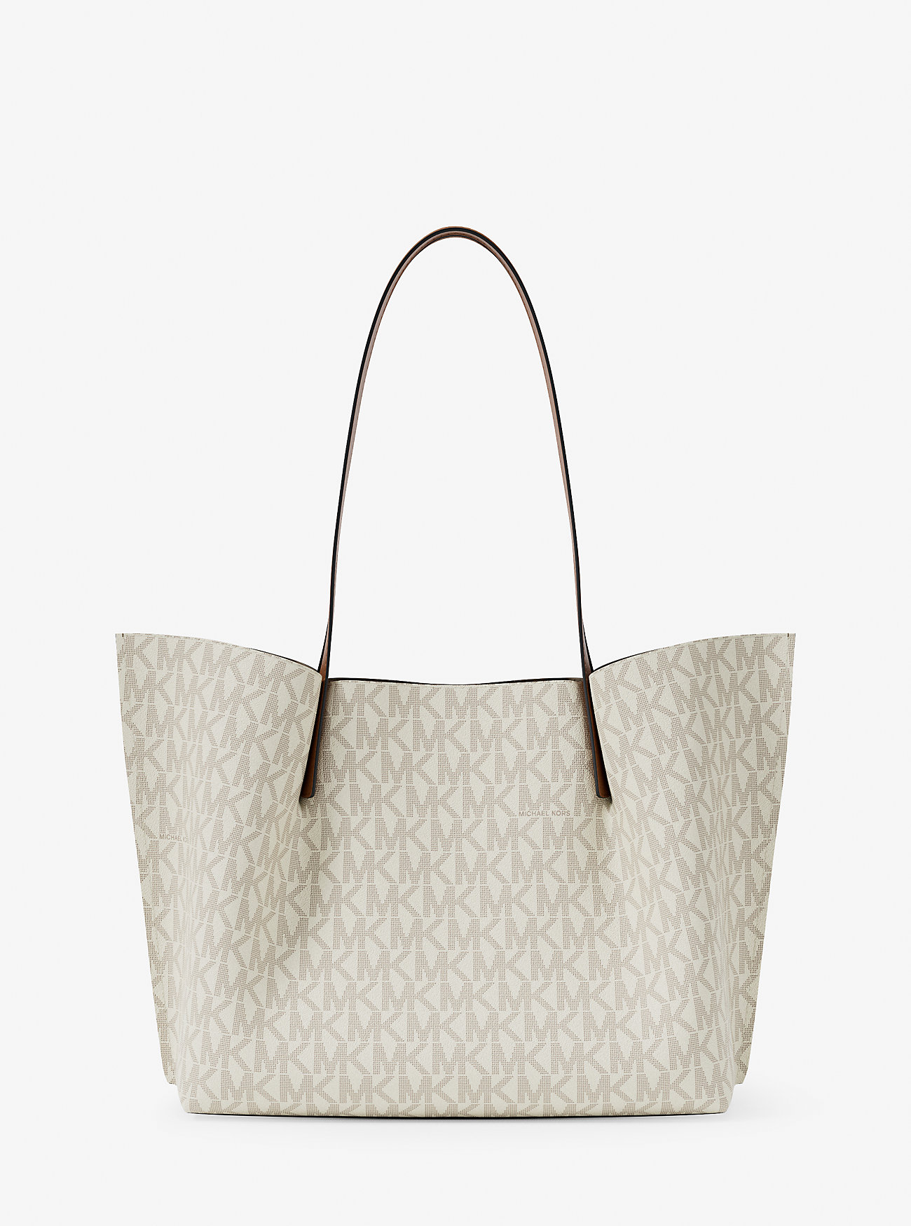 Emilia Stor Tote Bag med Signaturlogo - VANILJE/EIKORN