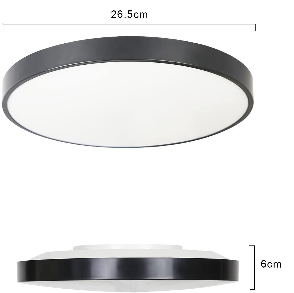 Nettlife LED Panel Schwarz 30W Deckenlampe IP44 Wasserdicht Flach Rund ‎28 x 28 x 2,5 cm, Dimmbar mit Fernbedienung, LED fest integriert, Warmweiß, Neutralweiß, Kaltweiß, für Badzimmer Wohnzimmer Küche Schlafzimmer Flur Büro