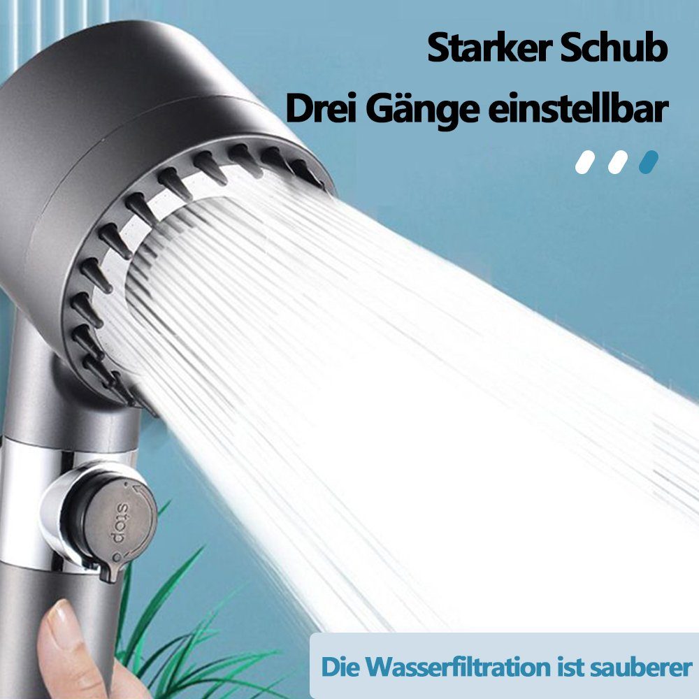OKWISH Handbrause Duschkopf Sparduschkopf Regendusche Hand Brause Brausekopf Duschbrause, (Massage Dusche Wassersparend Hochdruck Druckerhöhende Duschbrause), 3 Strahlarten mit Filter und Stoppfunktion