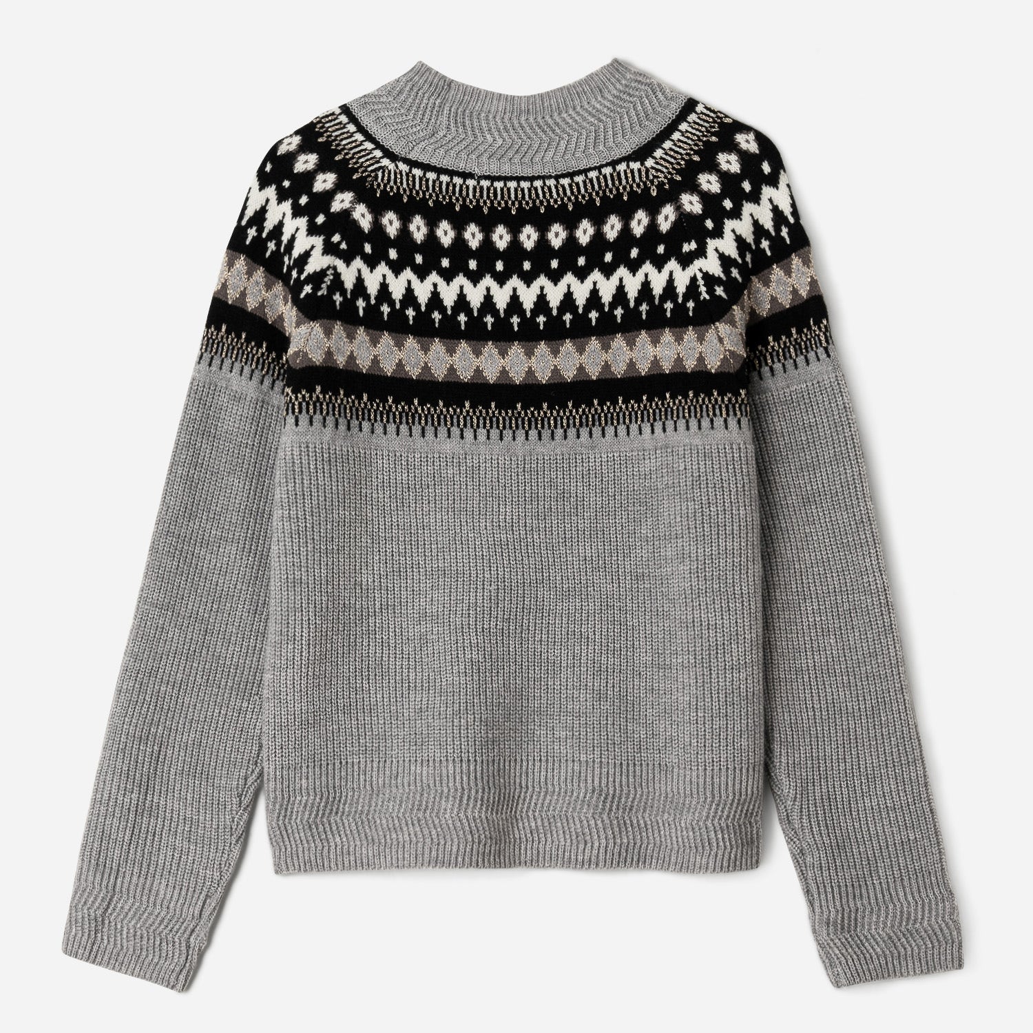 Pull TEXTO gris jacquard à col montant