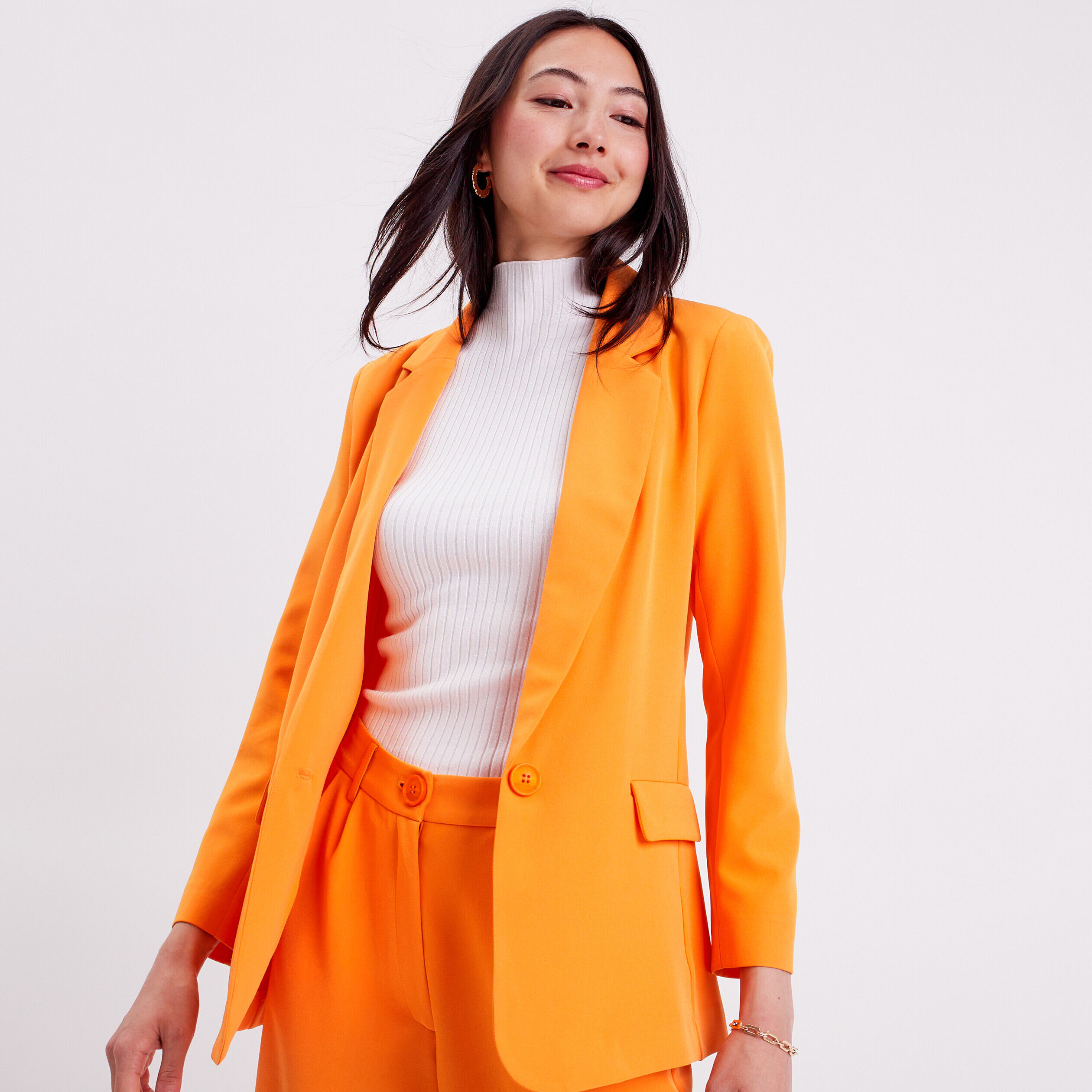 Veste blazer boutonnée orange clair femme | Cache Cache