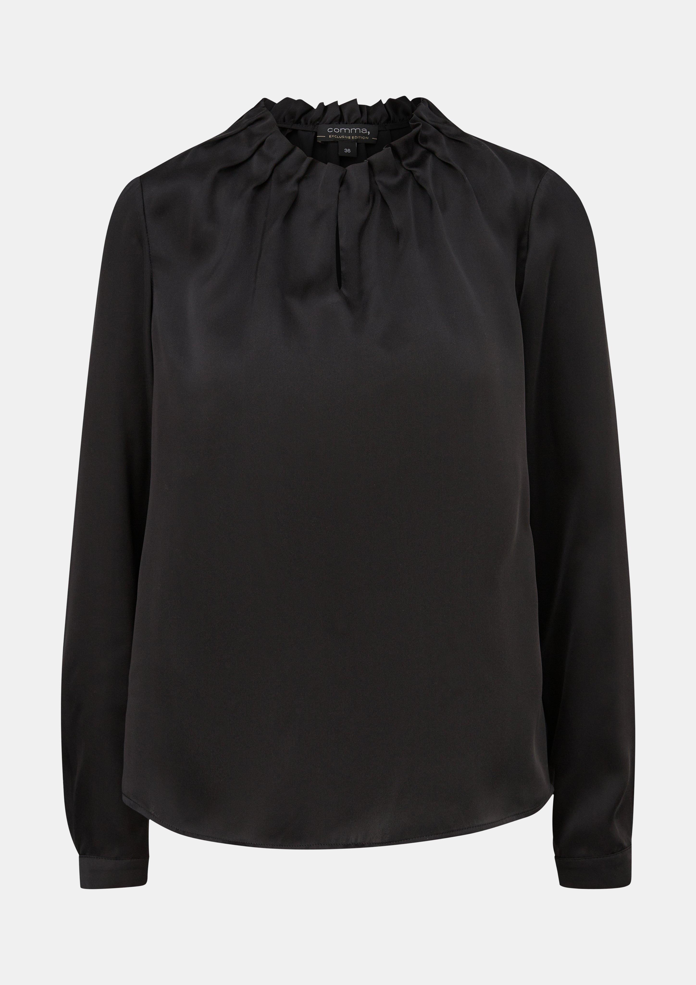 Satinbluse aus reiner Seide - schwarz