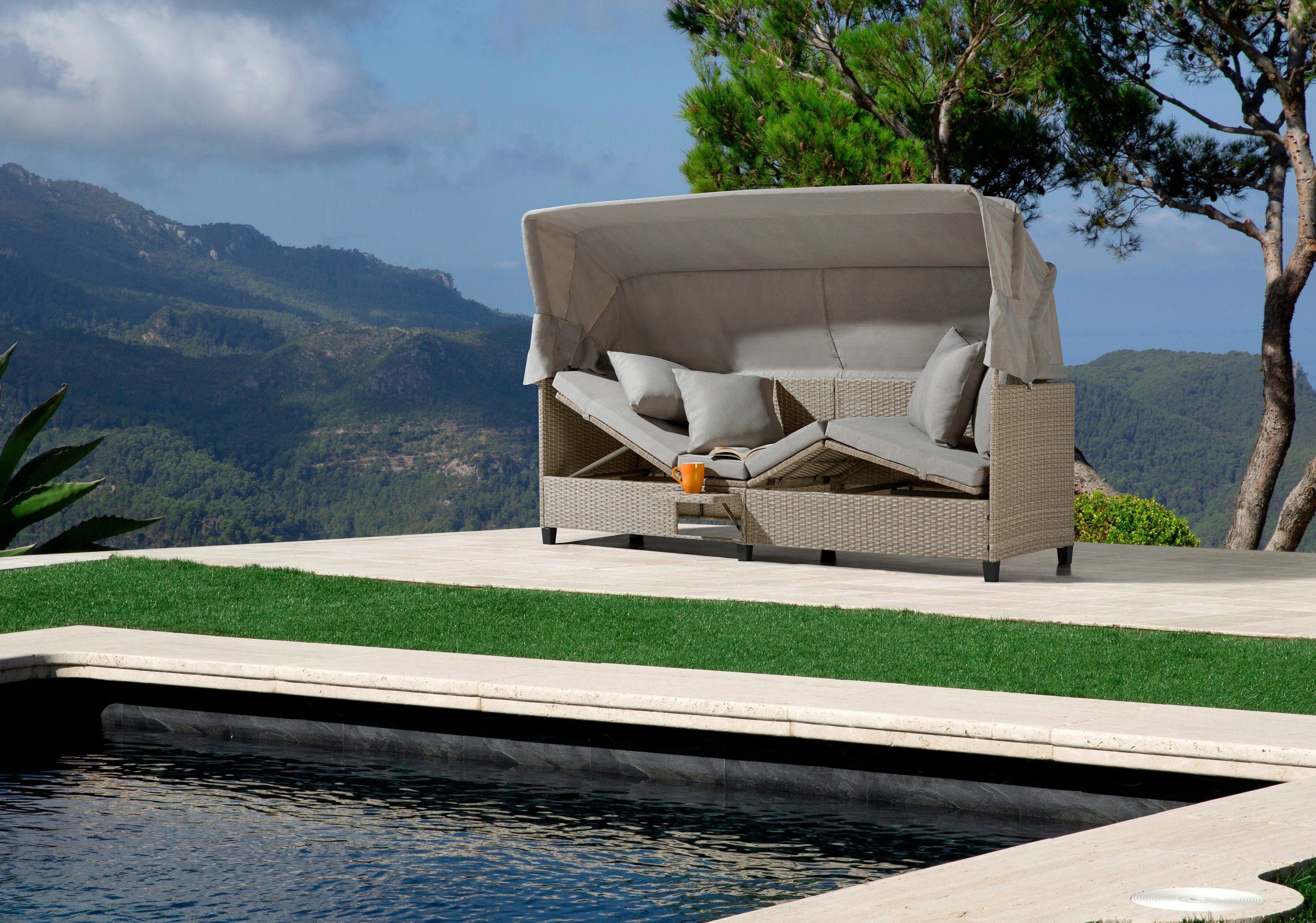 KONIFERA Loungesofa Alabama, BxTxH: 200x133x60 cm, Polyrattan, inkl. Auflage