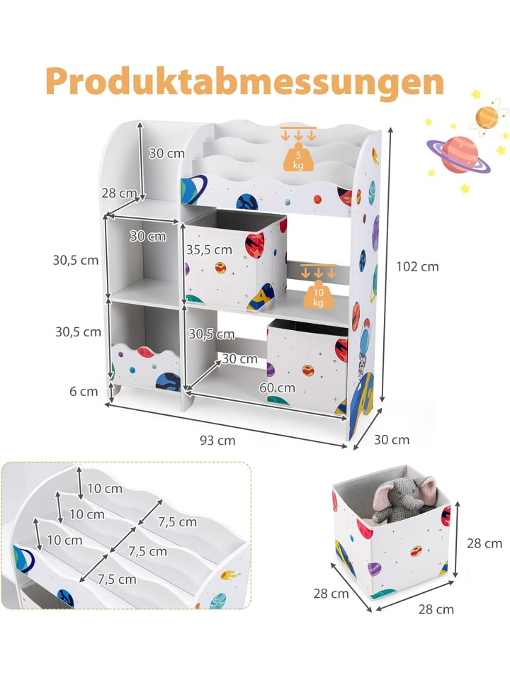 COSTWAY Spielzeug-Organizer 93x30x102cm in Weiß günstig kaufen onesize