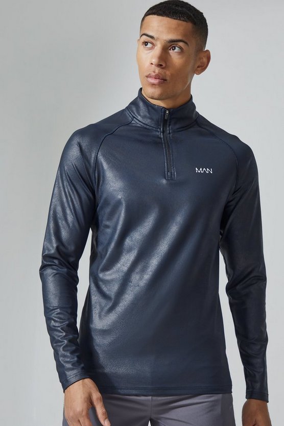 Man Active Slim-Fit Oberteil mit Print und Reißverschluss