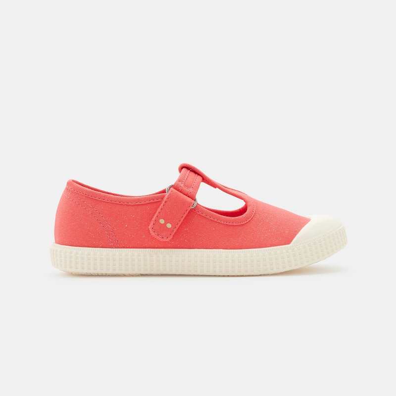 Ballerines toile forme salomé orange fille