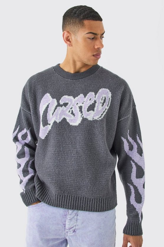 Kastiger Oversize Pullover mit Print