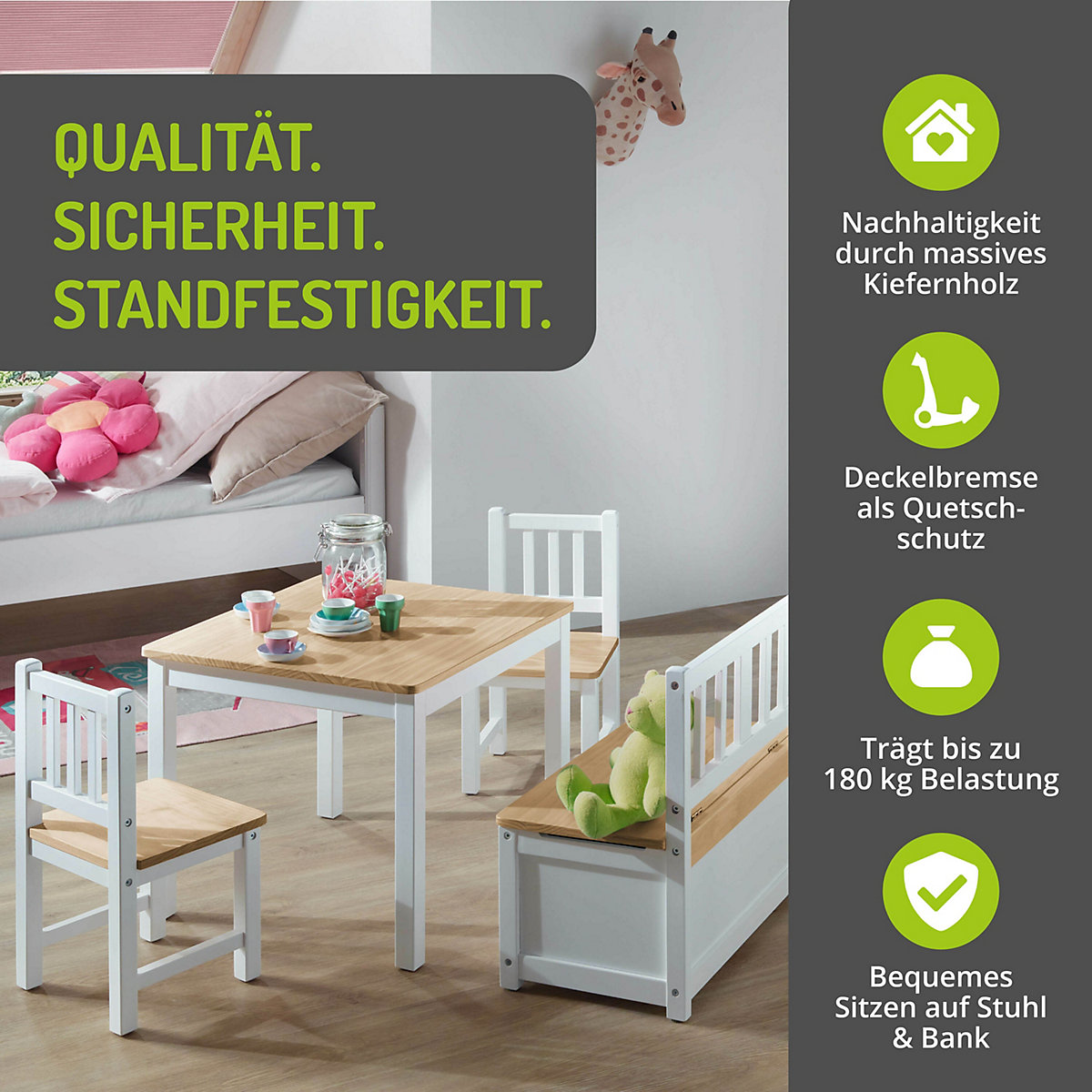 Kindersitzgruppe Anna Natur/Weiß