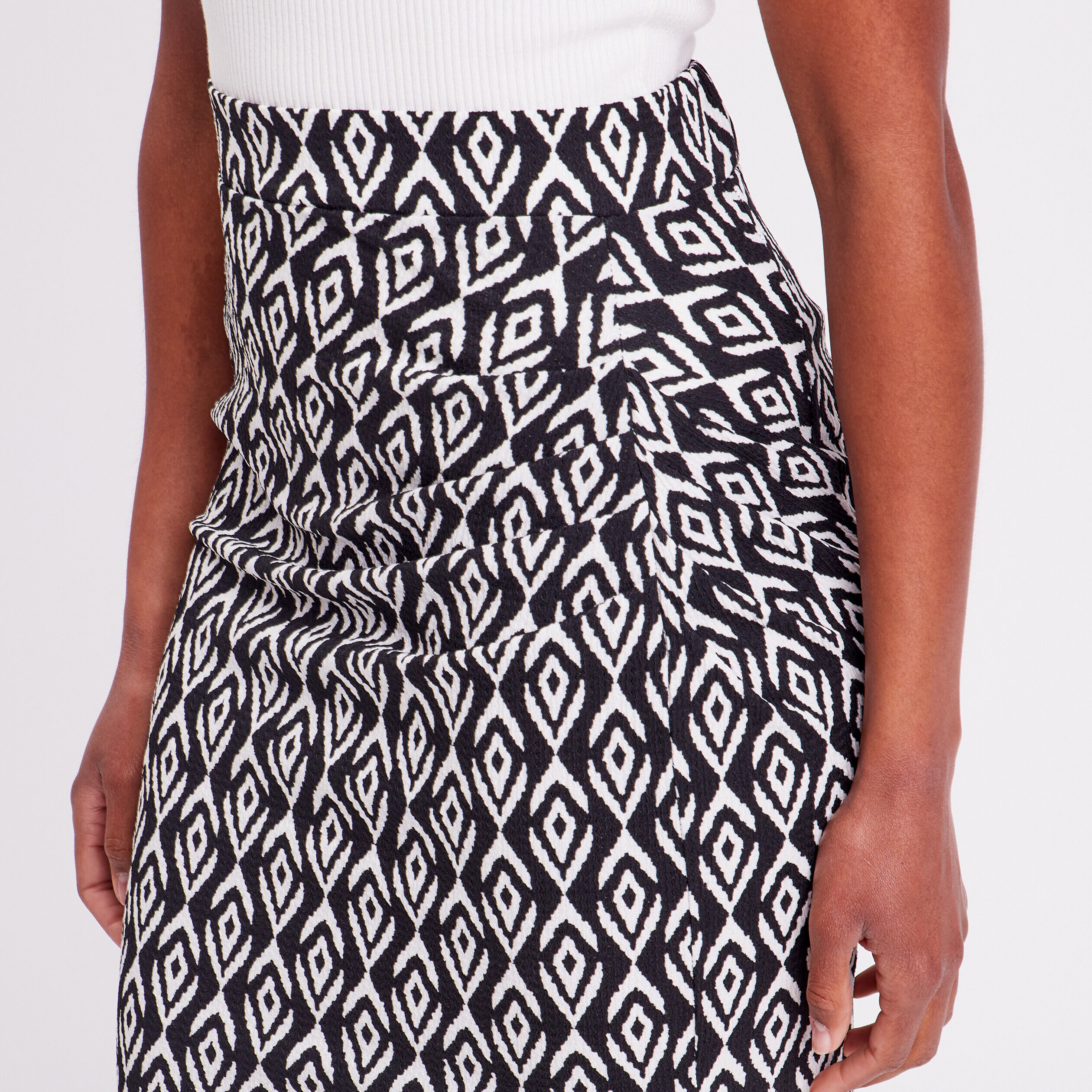 Jupe midi moulante drapée noir femme | Cache Cache