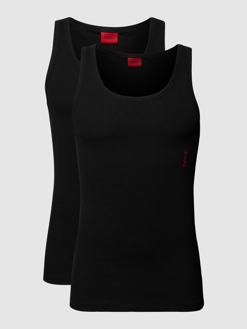 Tanktop mit Label-Print im 2er-Pack in schwarz