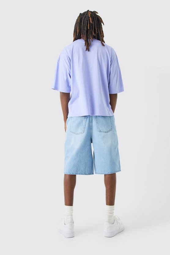 Ice Blue Jeansshorts mit Official Applikation