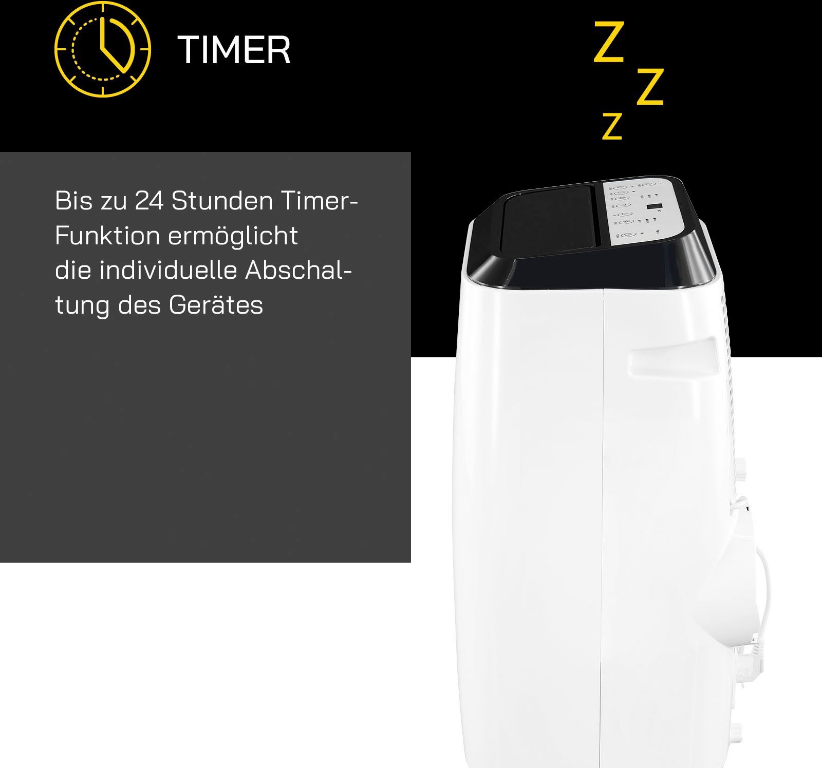 Gutfels 3-in-1-Klimagerät CM 61249 we, Luftkühlung - Entfeuchtung, geeignet für 38 m² Räume