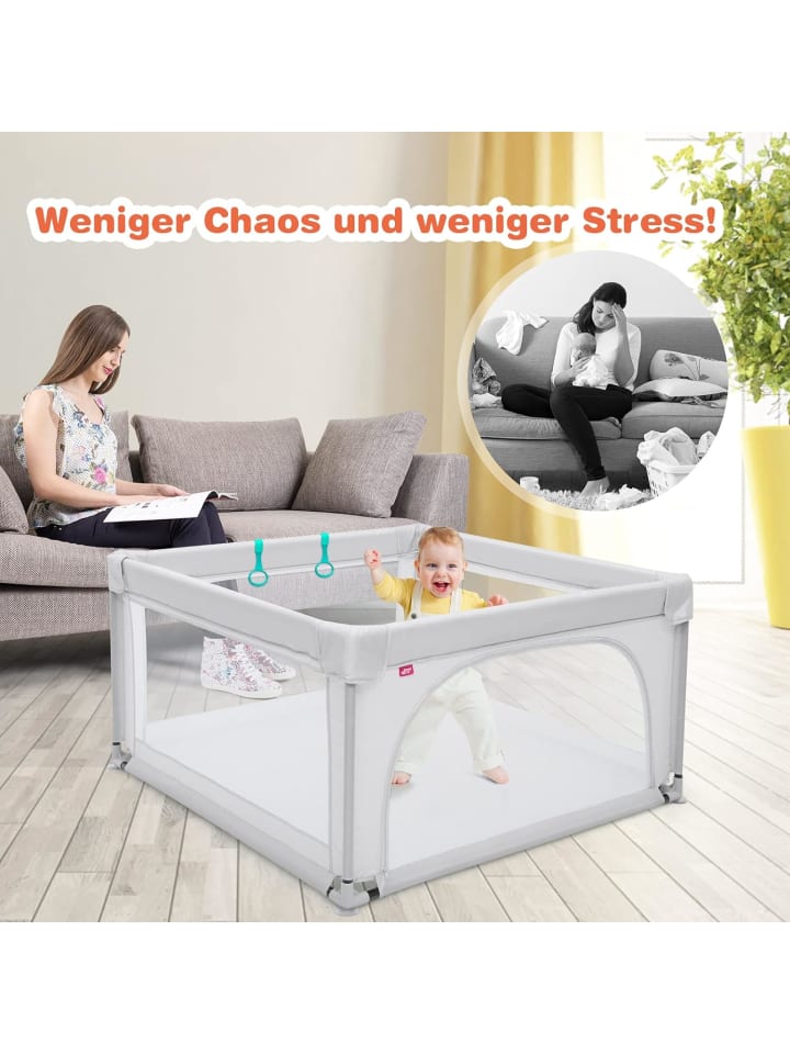 COSTWAY Laufgitter 120cm mit 50 Spielbällen in Grau günstig kaufen onesize