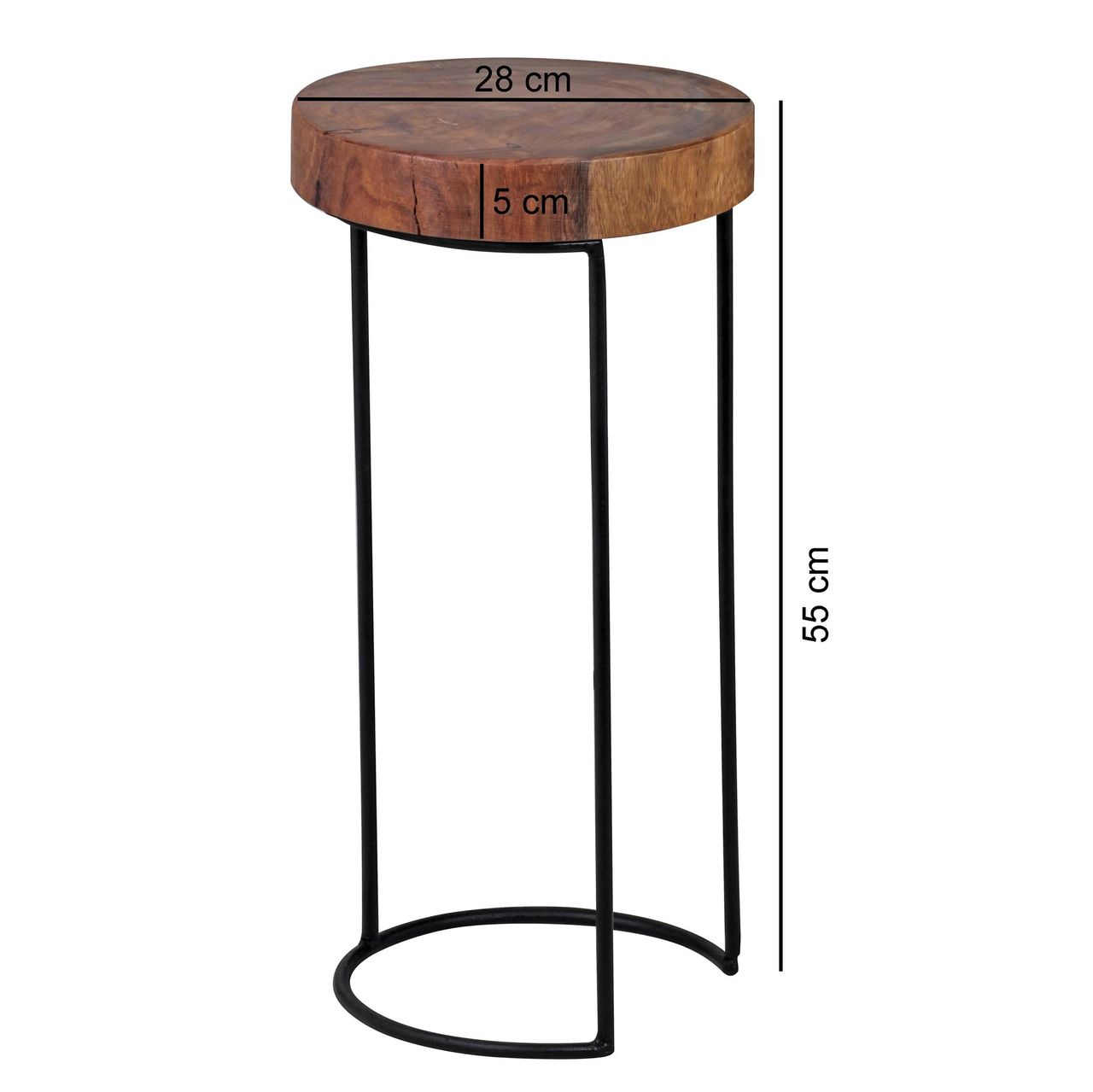 Wohnling Massivholz Sheesham Beistelltisch 28 x 28 x 55 cm