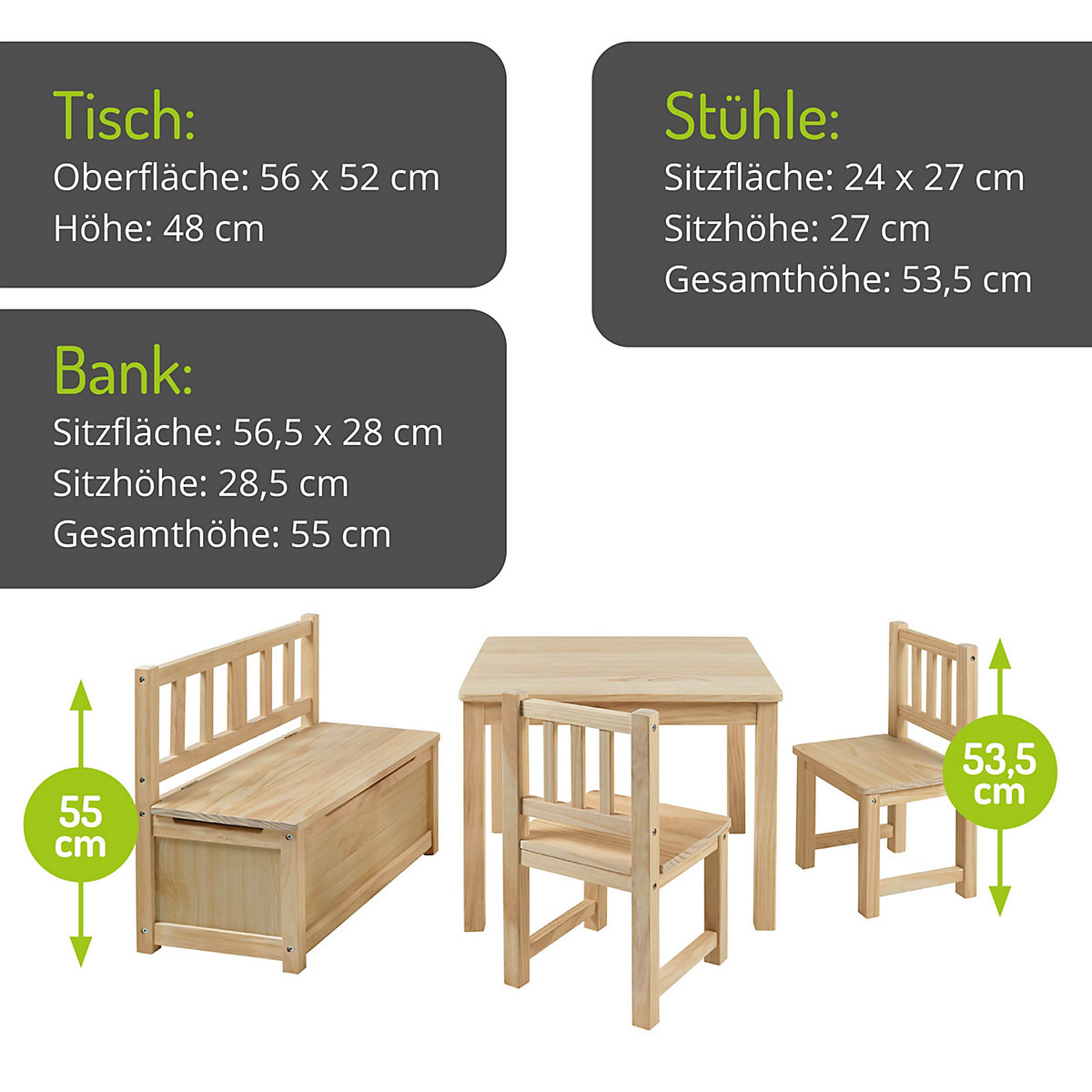 Kindersitzgruppe Anna Naturbelassen
