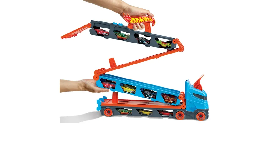 Hot Wheels 2-in-1 Rennbahn-Transporter inkl. 3 Spielzeugautos