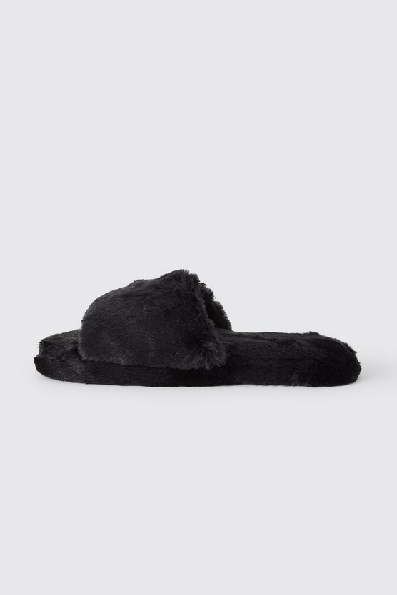 Offene Velour-Hausschuhe