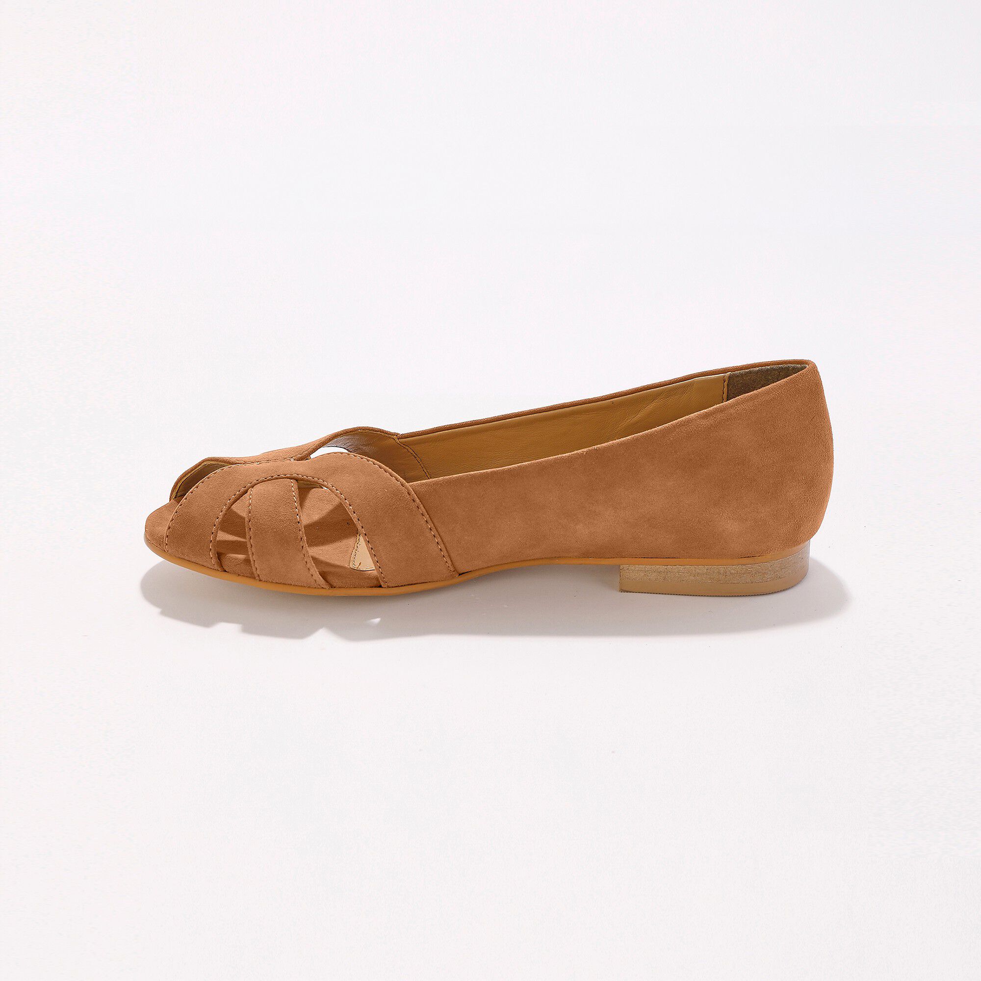 Ballerines à bout ouvert en cuir