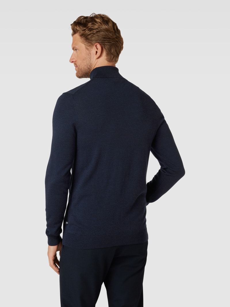 Rollkragenpullover mit Label-Detail Modell 'parcusman' in marineblau meliert