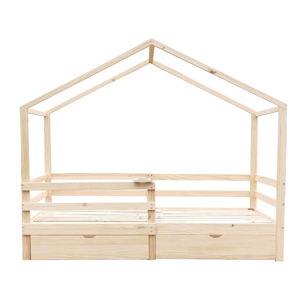 Home Deluxe Kinderbett WOLKENLAND mit Schubladen – 90 x 200 cm Natur