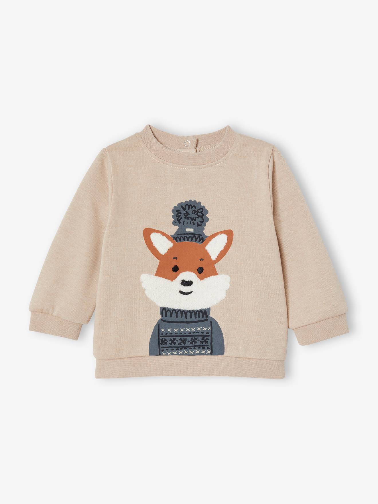Sweat fantaisie bébé garçon beige chiné