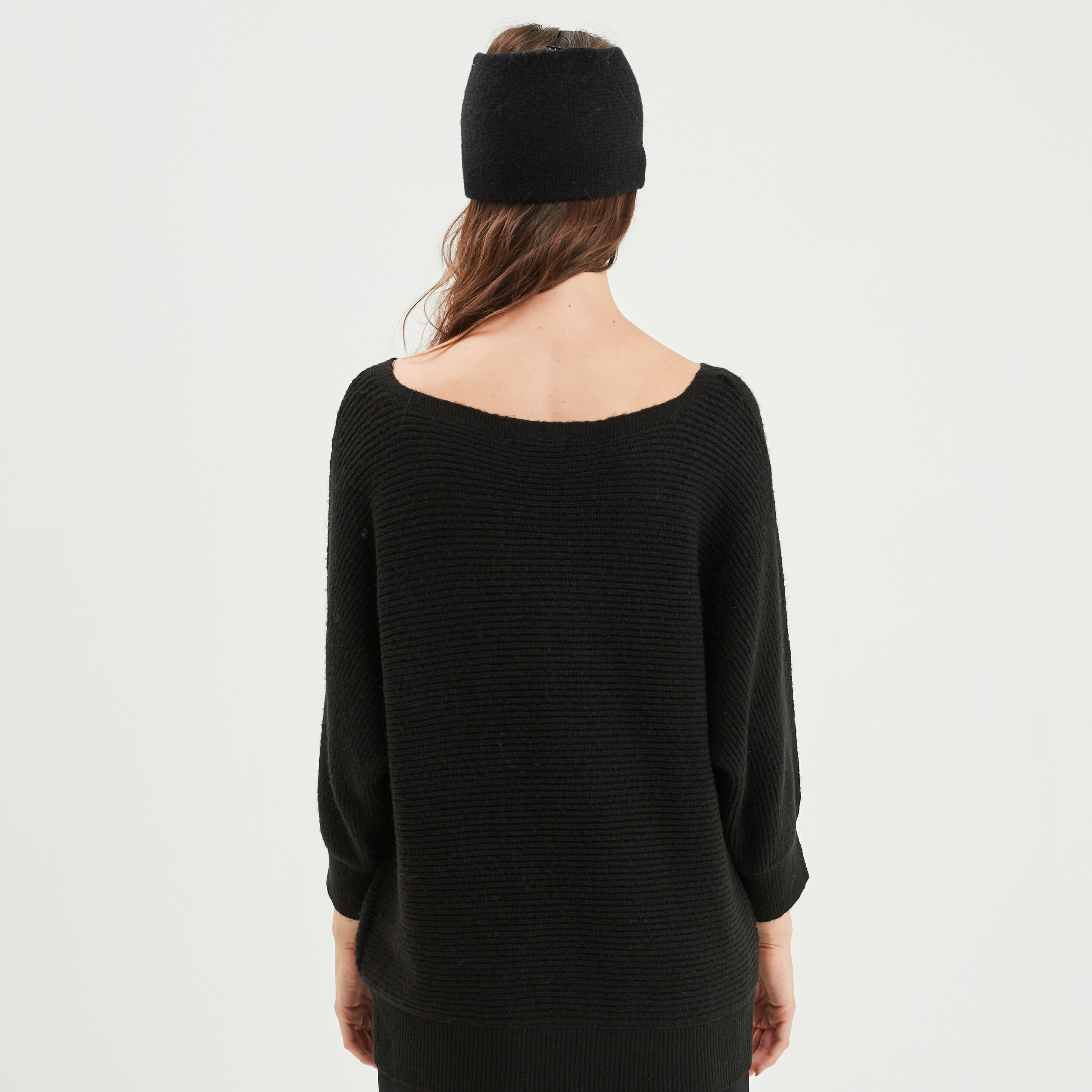 Pull manches 3 4 noir femme | La Halle