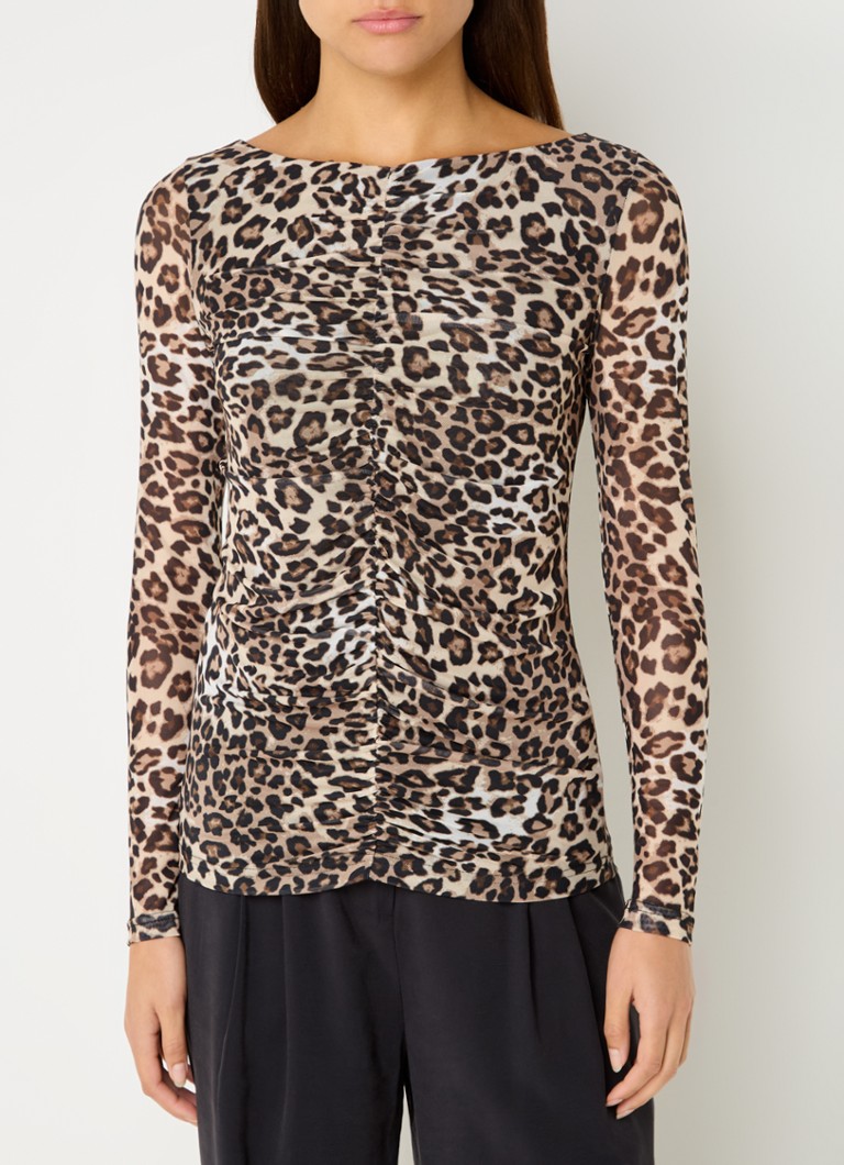 Modström Gwen semi-sheer top with panther print