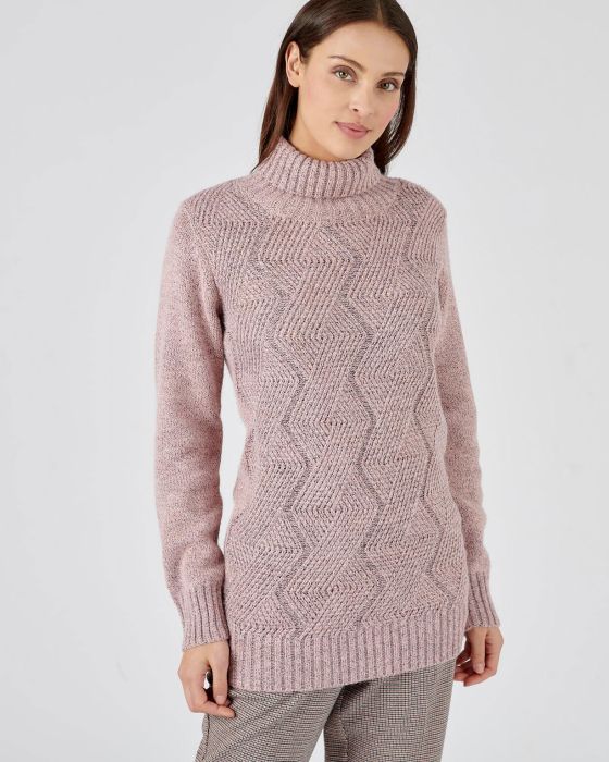 Pull col roulé, maille chinée chaude Thermolactyl