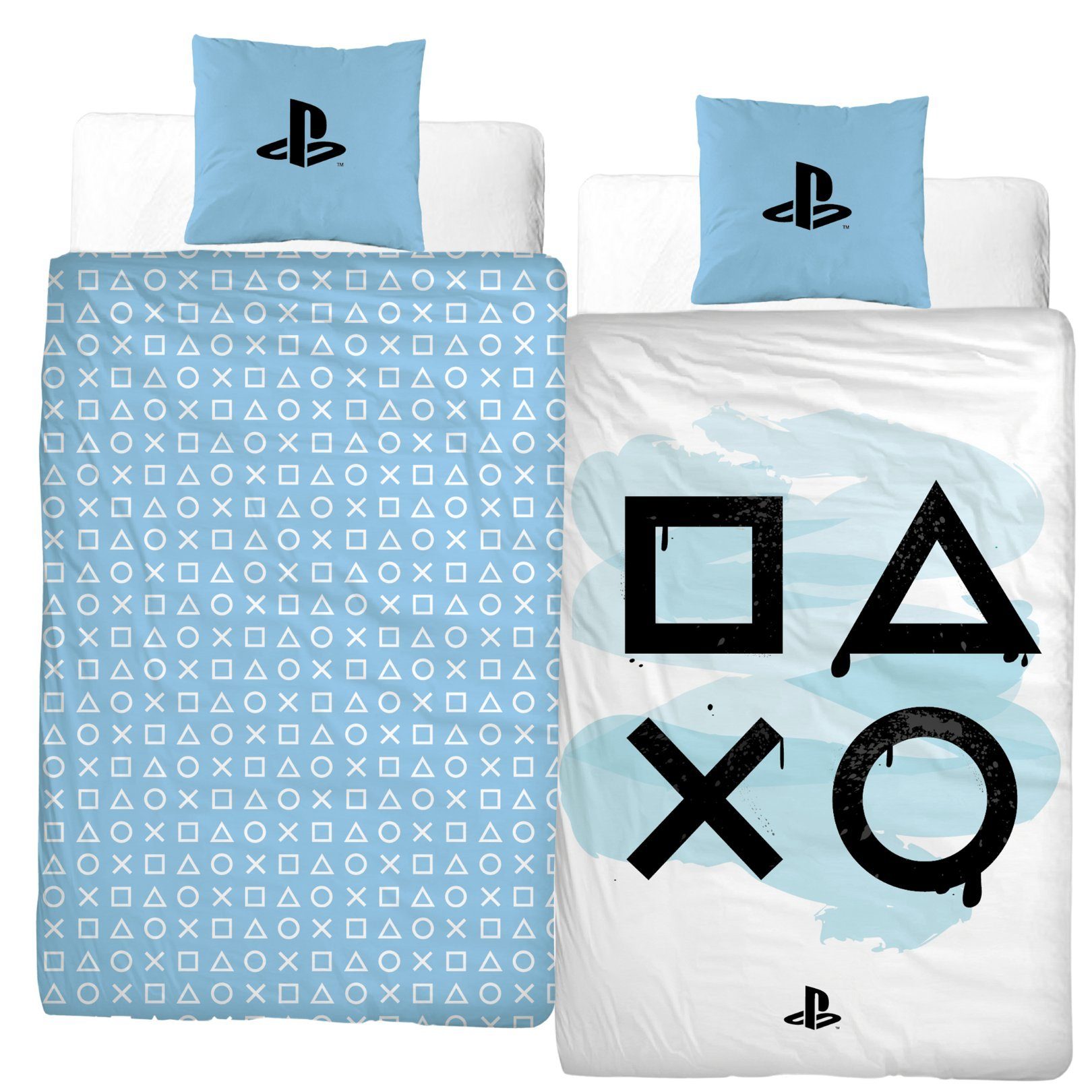 Bettwäsche PlayStation 5 135x200 + 80x80 cm, 100 % Baumwolle, MTOnlinehandel, Biber, 2 teilig, kuschelig weich, für Kinder, Teenager, Jugend