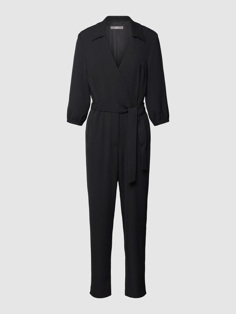 Jumpsuit mit Bindegürtel in schwarz