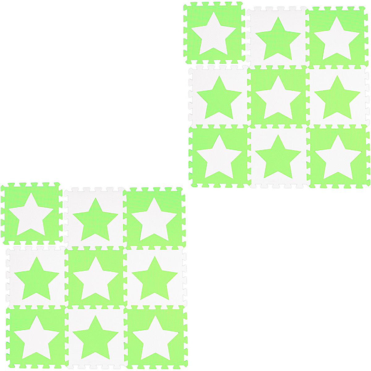 18 x Puzzlematte Sterne weiß-grün