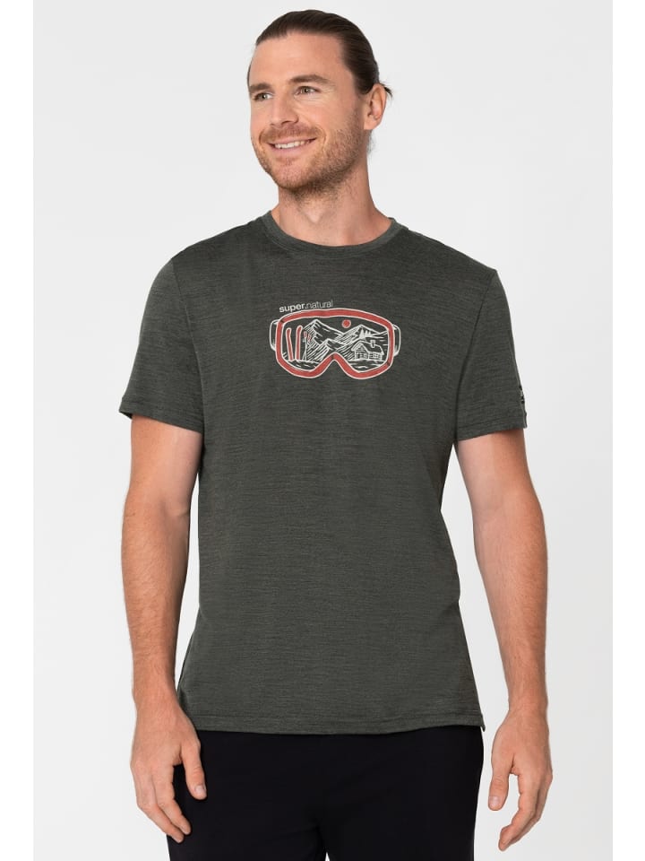 super.natural Merino T-Shirt M GOGGLE TEE in dunkelgrau günstig kaufen S