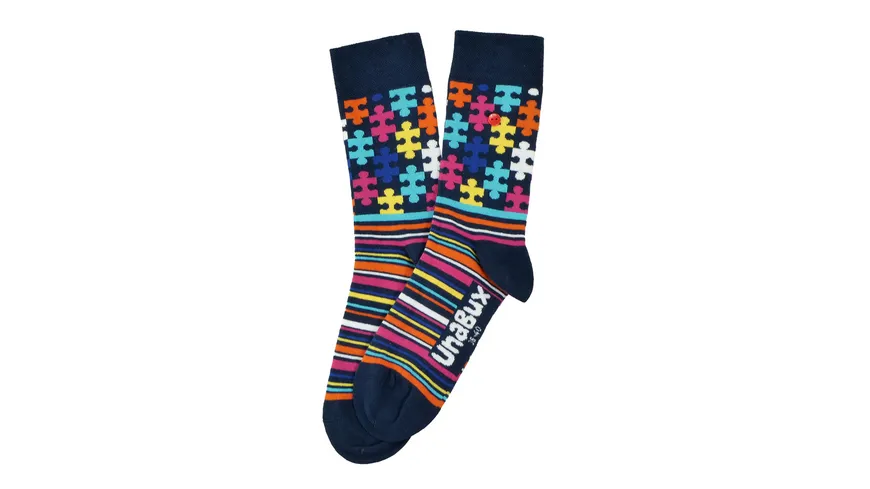 Unabux Unisex Socken Puzzle blau