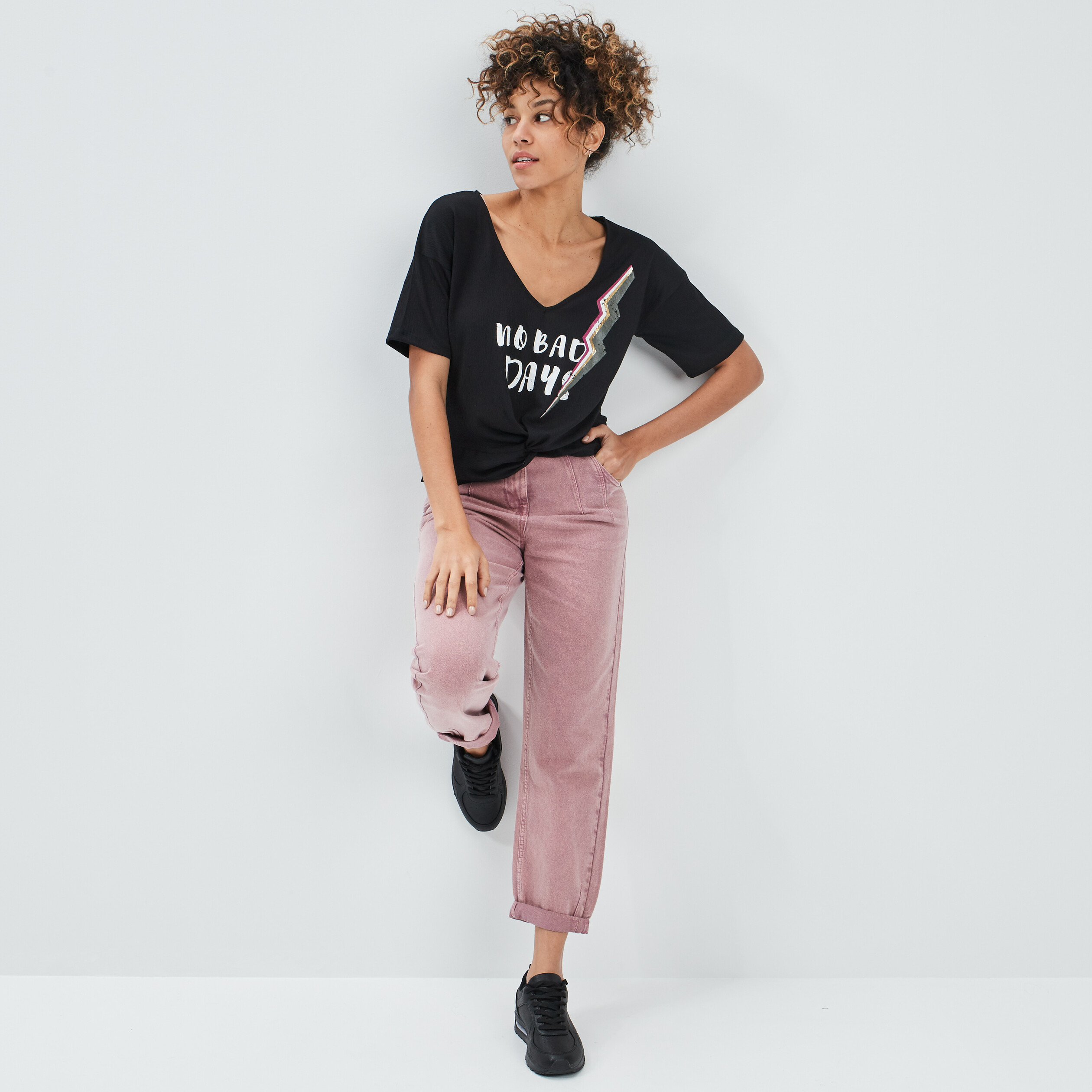 T-shirt manches courtes noir femme | La Halle