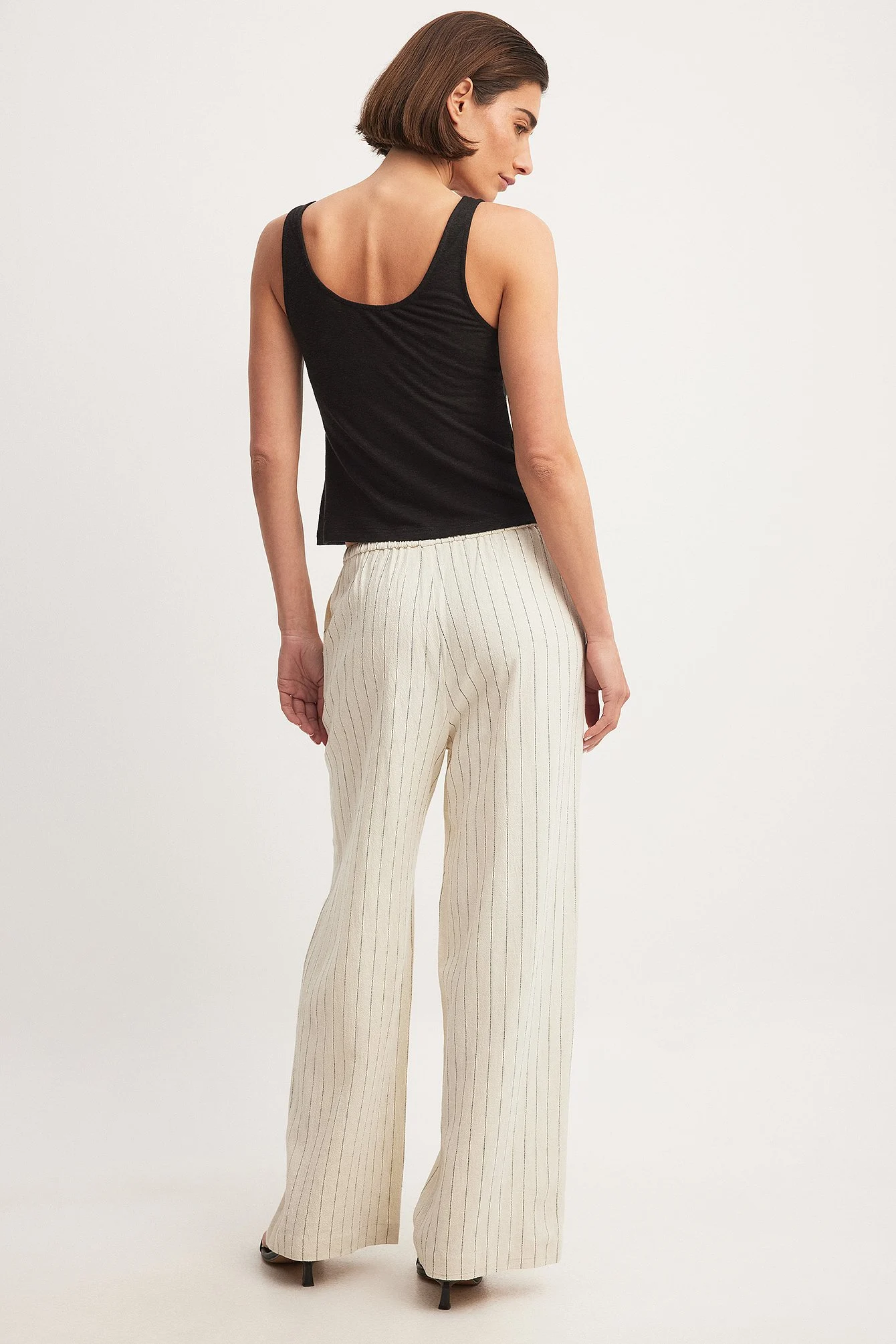 Elastische Hose aus Leinenmischung mit mittlerer Taille