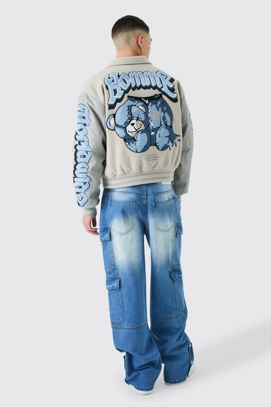 Lockere Cargo-Jeans mit Bm-Applikation und Taschen