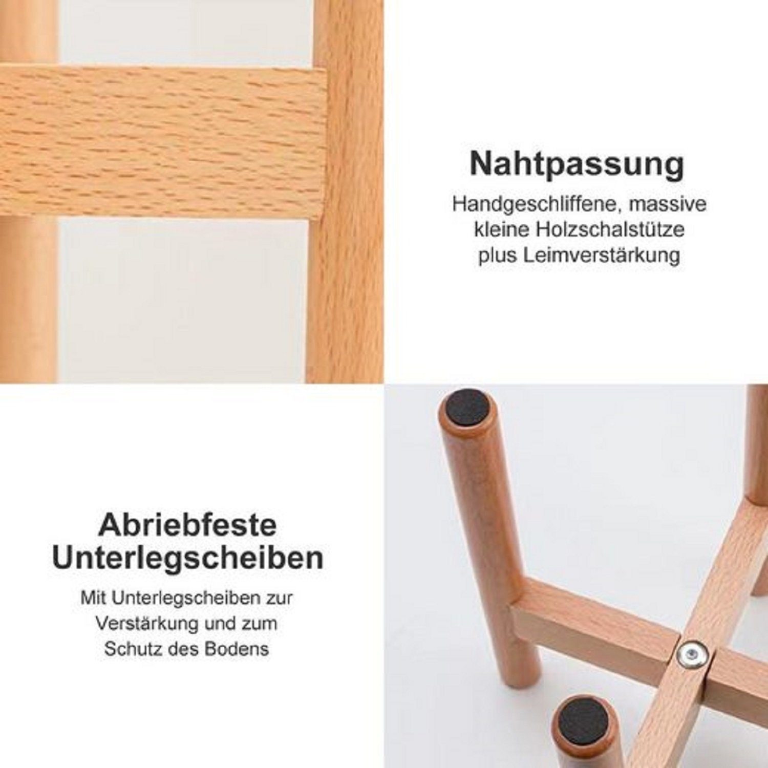 Kpaloft Blumenständer 3er Set Pflanzenregal Buchenholz, Blumenständer höhenverstellbar, Wohnung & draußen, Pflanzenständer