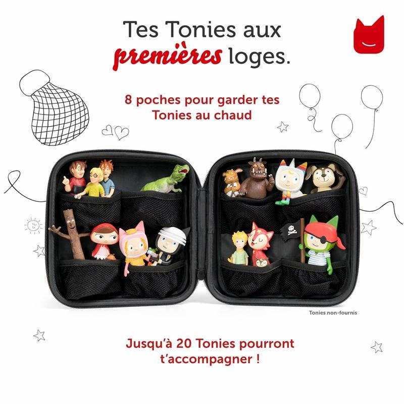 Mon kit de voyage Toniebox (1 Toniebox Rouge + 1 Casque Rouge + 1 Valisette Rouge + 1 Tonies Comptines pour voyager)