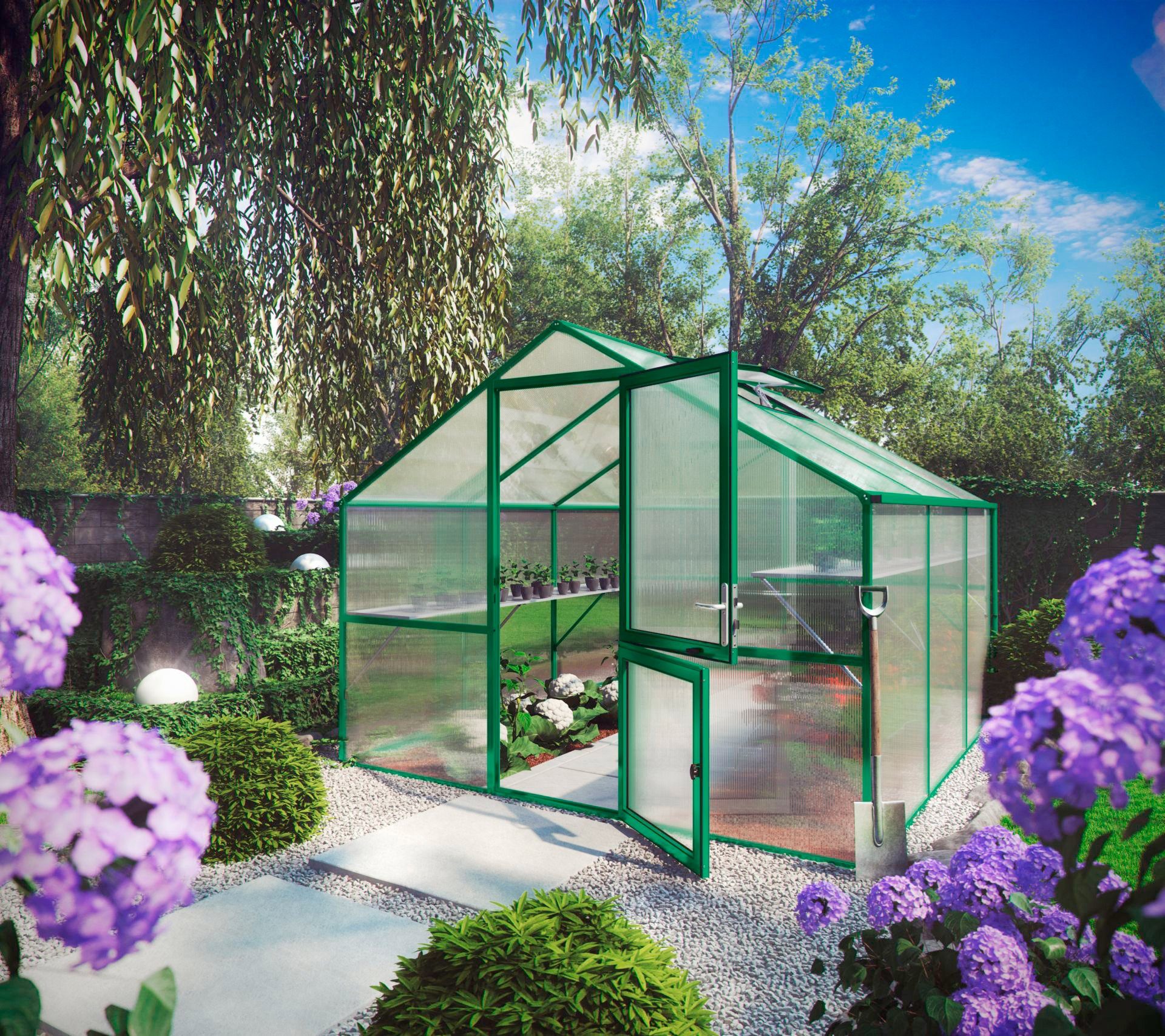 KGT Gewächshaus Orchidee III, BxTxH: 297 x 323 x 233 cm, 10 mm Wandstärke, mit Regenrinne