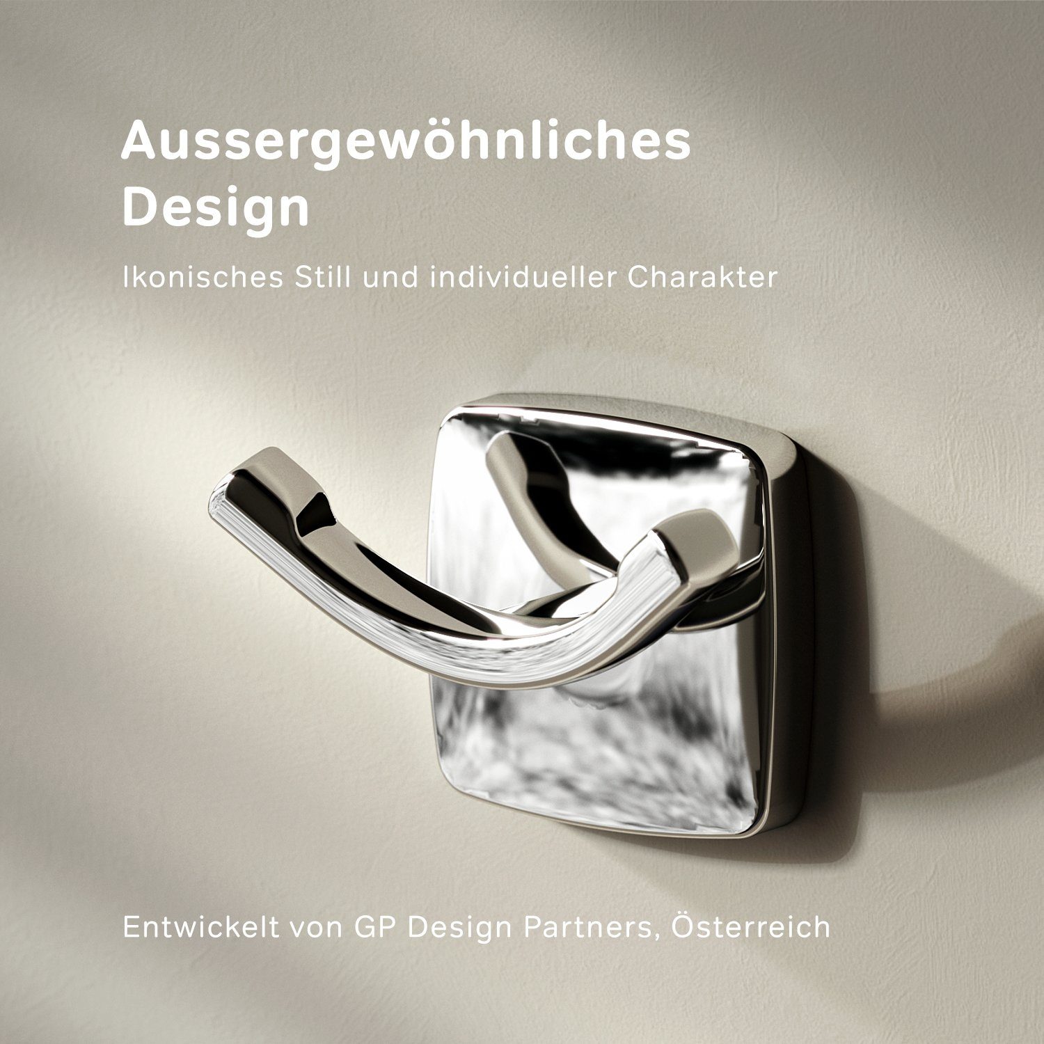 AM.PM Wandhaken Gem, Badezimmer, Küche, Dusche, (Ein Doppelhaken / Hakensatz), besteht aus hochwertigem Stahl, der Rost und Korrosion widersteht