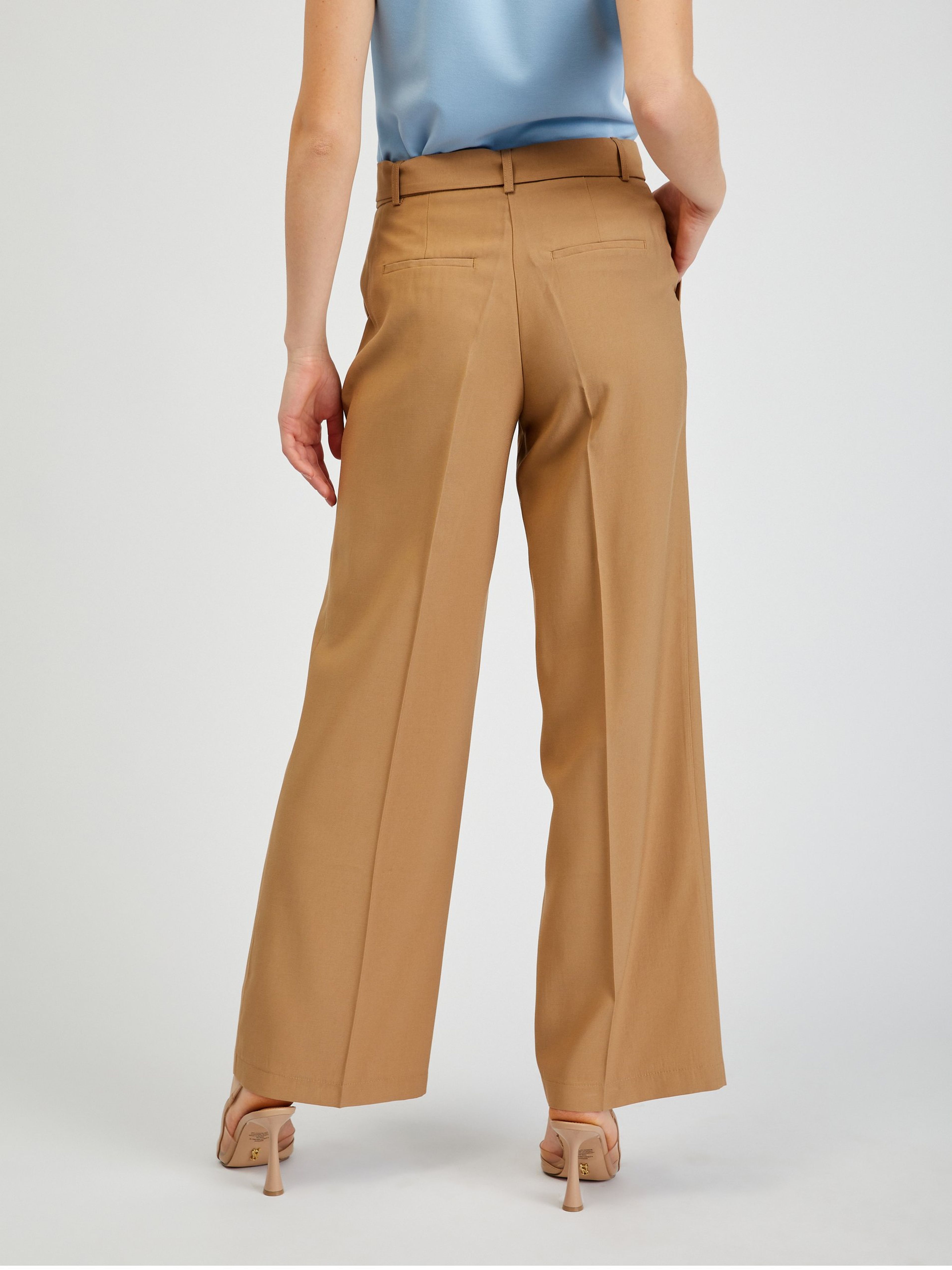 Braune weite Damenhose mit Gürtel ORSAY