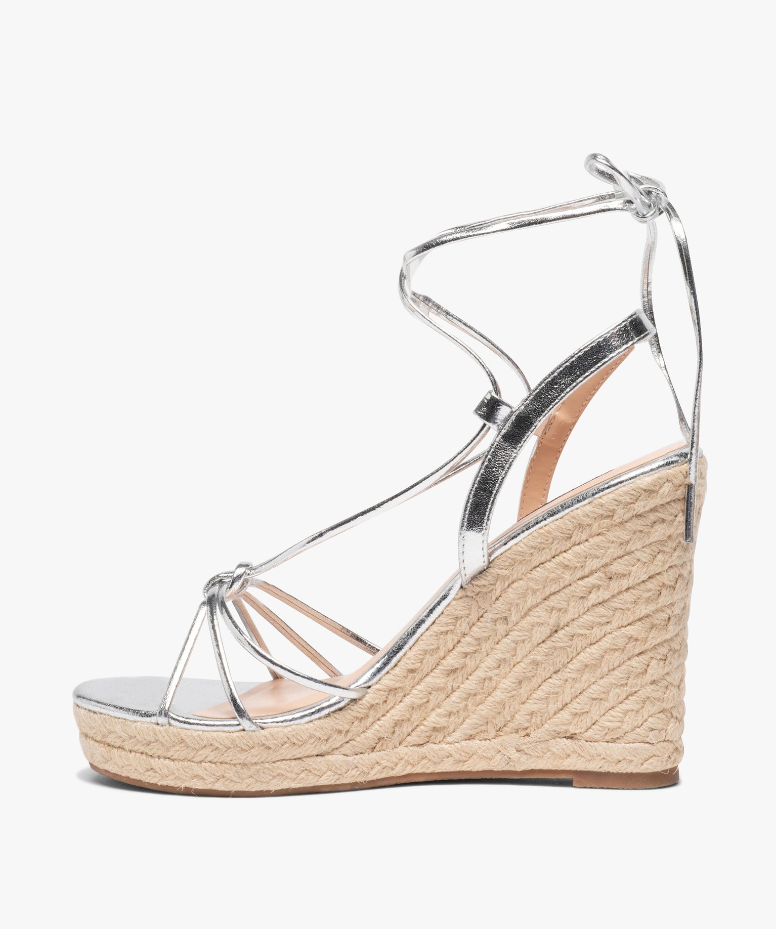 Sandales femme à talon compensé et fines brides Only argent | GEMO