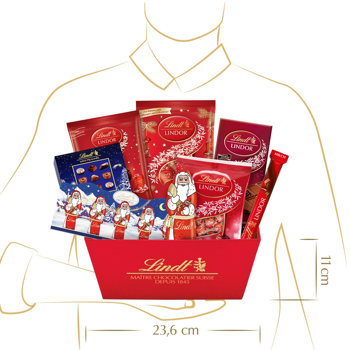 Lindt Weihnachtsgeschenkkorb Milch, 702g