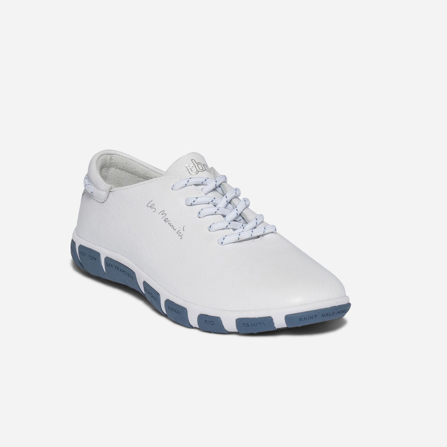 Tennis TBS blanche en cuir à semelle bicolore