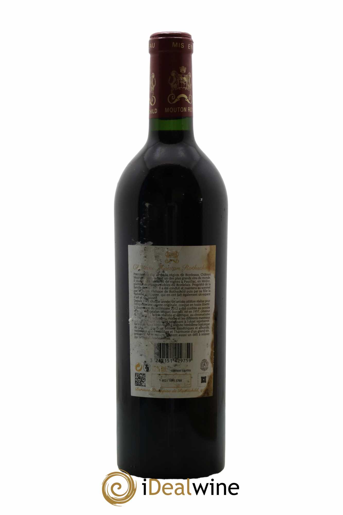 Château Mouton Rothschild 1er Grand Cru Classé  2012 - Lot de 1 Bouteille