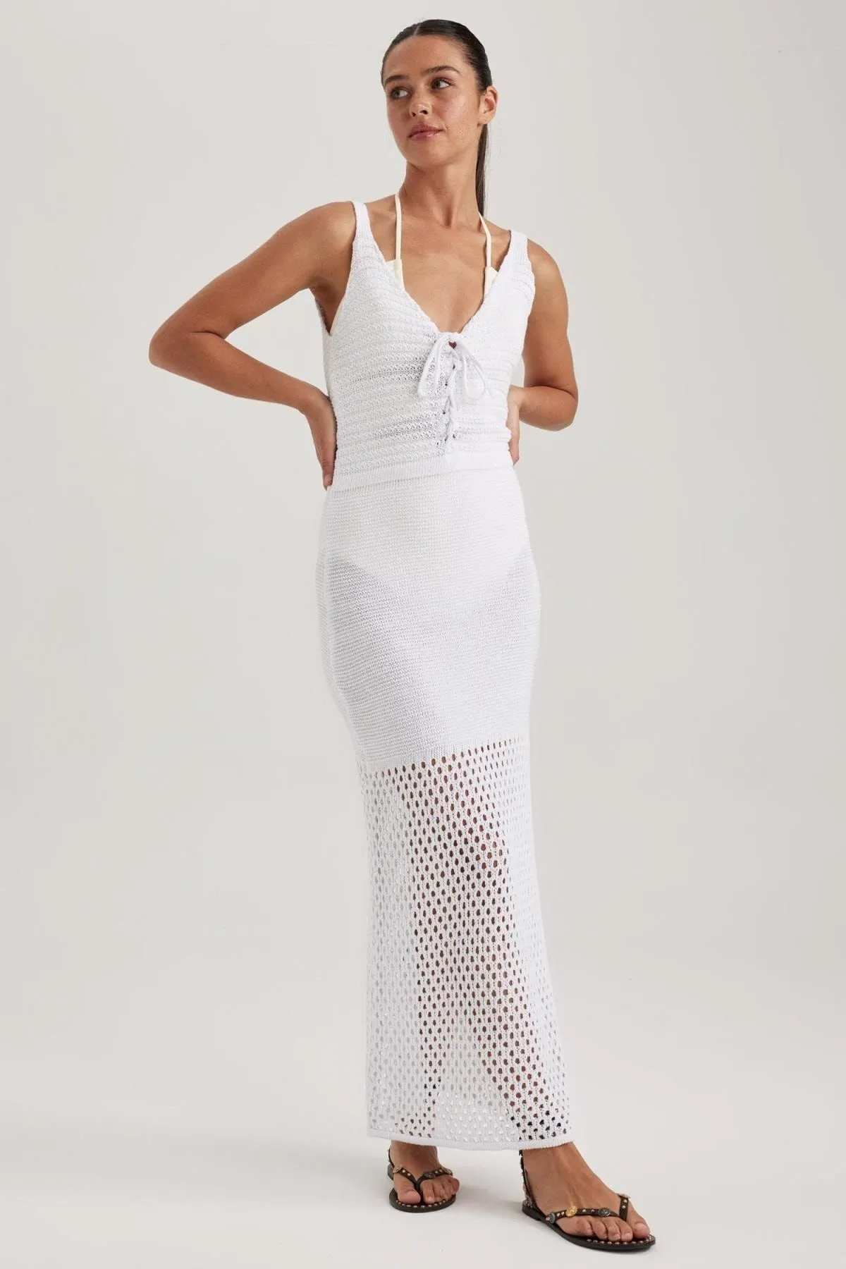 DeFacto  Fall In Love – Strandkleid mit Riemchen und Schlitz und Häkeldetails A6717ax23sm